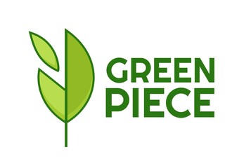 green piece leaf plant nature logo concept design illustration