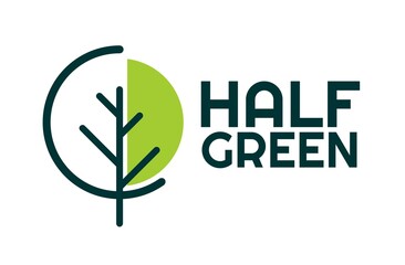 half green leaf plant tree logo concept design illustration