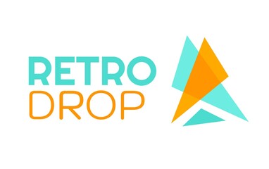 retro drop abstract blue orange shape logo concept design illustration