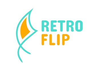 retro flip abstract blue yellow modern shape logo concept design illustration