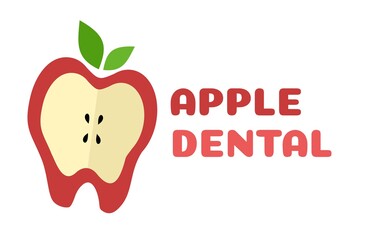 red apple dental tooth logo concept design illustration