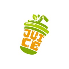 Juice cup drink fruit logo concept design illustration