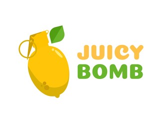 Juicy Bomb Lemon yellow fruit logo concept design illustration