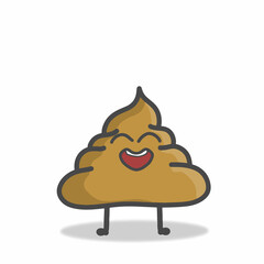 cute poop character flat cartoon vector design template illustration
