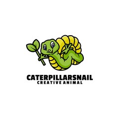 Vector Logo Illustration Caterpillar Simple Mascot Style.