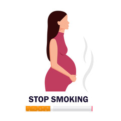 Illustration of pregnant woman poster stop smoking