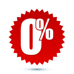 0, Zero percent sticker icon design. Free installment symbol vector for finance. 0 percent vector design. Eps 10 vector illustration.