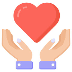 
Heart inside hands, heart care flat icon

