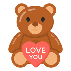 
Teddy bear icon flat  design 

