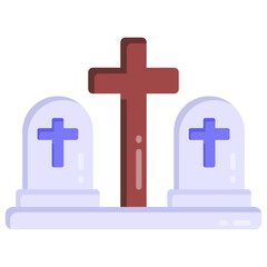 Obraz premium Plus signs on stone denoting flat icon of graveyard