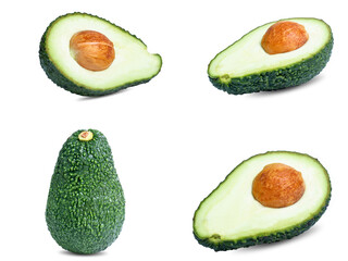 collection mix set avocado isolated on white background