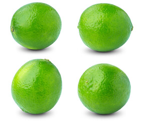lime or green lemon isolated on white background
