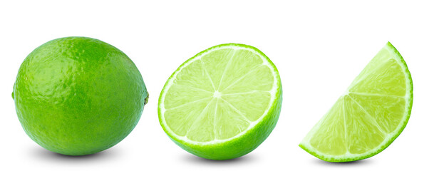 lime or green lemon isolated on white background