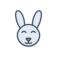 Color illustration icon for bunny