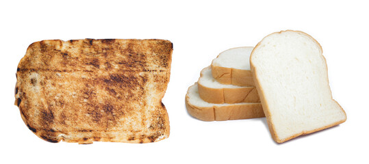 collection mix set bread isolated on white background