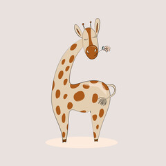 Cute cartoon giraffe. Children's print for clothing, posters, cards. Vector illustration