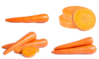 collection mix set carrot isolated on white background