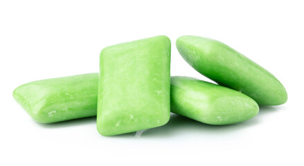green chewing gum isolated on white background