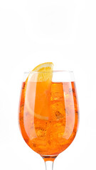 Aperol Spritz Cocktail with ice isolated on white background. glass of Summer orange cocktail