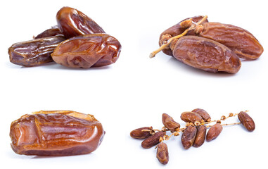 collection mix set date plam isolated on white background