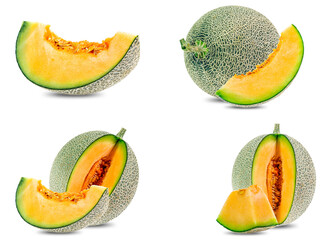 collection mix set melon isolated on white background