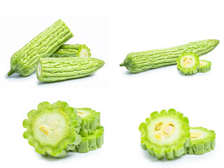 collection mix set better gourd isolated on white background