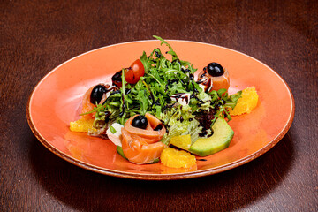 Salad Salmon with avocado and orange