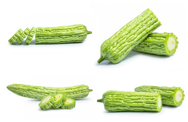 collection mix set better gourd isolated on white background