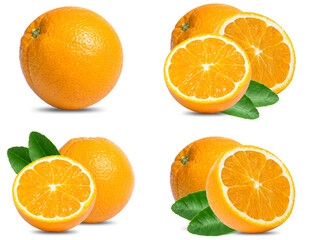 collection mix set orang fruit isolated on white background