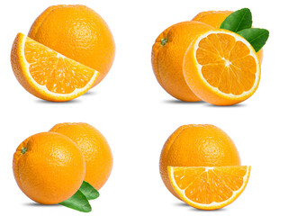 collection mix set orang fruit isolated on white background