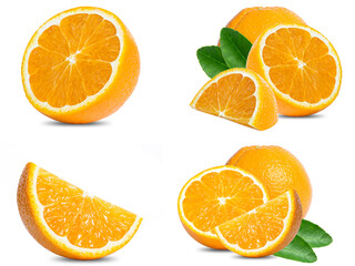 collection mix set orang fruit isolated on white background