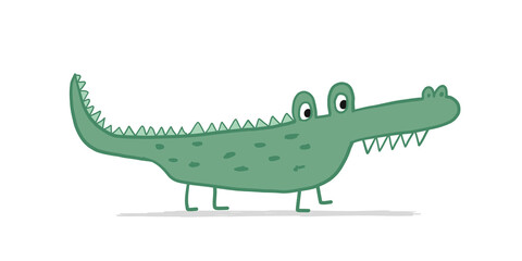 Funny Crocodile Character. Childish Style. Sketch for your design