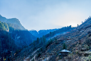 A mountain valley, Pekhri, Tirthan Valley, Himachal Pradesh, India