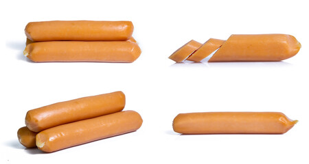 collection mix set red sausage isolated on white background