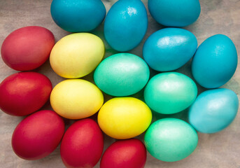 colorful eggs are painted for the Easter holiday. close-up.