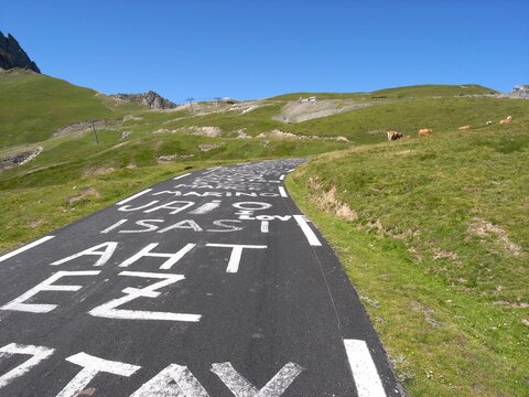 After the Tour de France in Pyrenees mountains in France