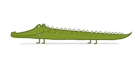 Funny Crocodile Character. Childish Style. Sketch for your design