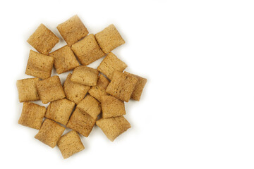 Pads with chocolate filling. Isolated. Close-up.