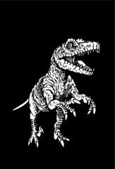 Fototapeta na wymiar Graphical hand-drawn raptor isolated on black background, vector 3 D illustration