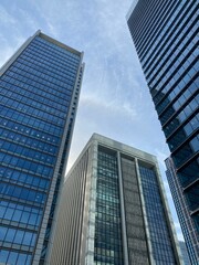 Fototapeta na wymiar Skyscrapers in front of Tokyo Station (Marunouchi, Chiyoda-ku, Tokyo, Japan).
