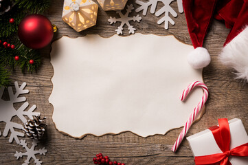 christmas greeting card with christmas decorations