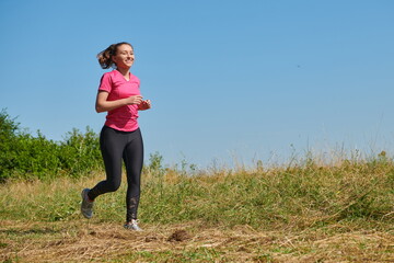 woman enjoying in a healthy lifestyle while jogging