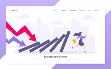 Domino effect or business resilience metaphor vector illustration concept.