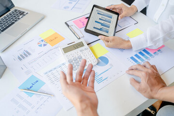 Investment planing and strategy concept..financial data analysis graph business analytics and intelligence of finance performance