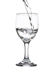pouring glass water isolated on white background clipping path