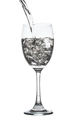 pouring glass water isolated on white background clipping path