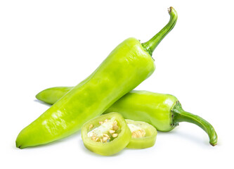 green pepper chilli sweet isolated on white background
