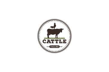 cattle logo with a cow and chicken illustration on it