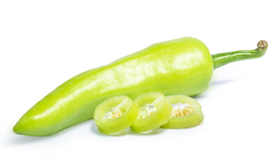 green pepper chilli sweet isolated on white background