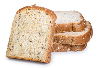 wholegrain bread isolated on white background